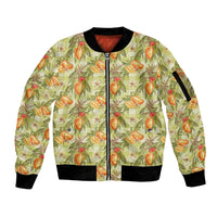 Vintage Hawaii Mango Sleeve Zip Bomber Jacket Yellow Green Hawaiian Palaka