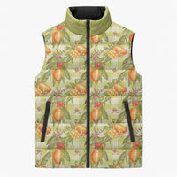 Vintage Hawaii Mango Sleeveless Puffer Jacket Yellow Green Hawaiian Palaka