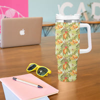 Vintage Hawaii Mango Tumbler With Handle Yellow Green Hawaiian Palaka