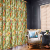 Vintage Hawaii Mango Window Curtain Yellow Green Hawaiian Palaka