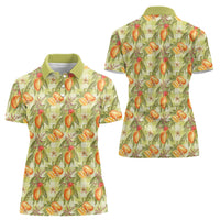 Vintage Hawaii Mango Women Polo Shirt Yellow Green Hawaiian Palaka