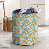 Vintage Hawaii Mango Laundry Basket Blue Hawaiian Palaka