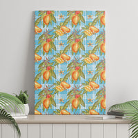 Vintage Hawaii Mango Canvas Wall Art Blue Hawaiian Palaka
