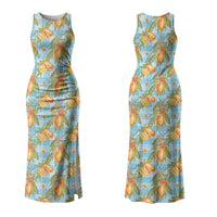 Vintage Hawaii Mango Family Matching Tank Maxi Dress and Hawaiian Shirt Blue Hawaiian Palaka