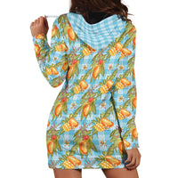 Vintage Hawaii Mango Hoodie Dress Blue Hawaiian Palaka