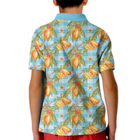 Vintage Hawaii Mango Kid Polo Shirt Blue Hawaiian Palaka