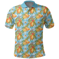 Vintage Hawaii Mango Polo Shirt Blue Hawaiian Palaka