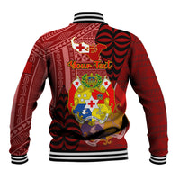 Personalized Tonga Baseball Jacket Coat Of Arms Tongatapu With Ngatu Pattern LT05 - Polynesian Pride