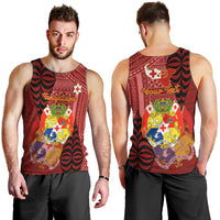Personalized Tonga Men Tank Top Coat Of Arms Tongatapu With Ngatu Pattern LT05 - Polynesian Pride