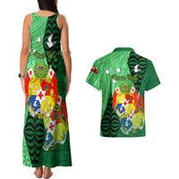 Personalized Tonga Couples Matching Tank Maxi Dress and Hawaiian Shirt Coat Of Arms Haapai With Ngatu Pattern LT05 - Polynesian Pride