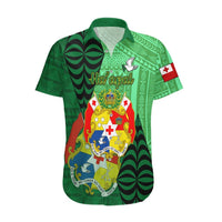 Personalized Tonga Hawaiian Shirt Coat Of Arms Haapai With Ngatu Pattern LT05 Green - Polynesian Pride