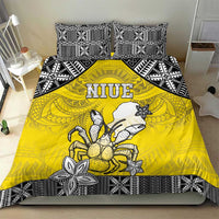 Happy Niue Constitution Day Bedding Set Niuean Crab Hiapo Pattern Yellow Version