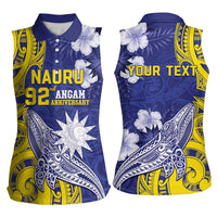 Personalised Nauru 92nd Anniversary Of Angam Women Sleeveless Polo Shirt Polynesian Whale Pattern