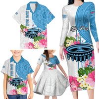 Fiji Day Family Matching Long Sleeve Bodycon Dress and Hawaiian Shirt Tanoa Hibiscus Fijian Tapa Masi Pattern LT05 - Polynesian Pride