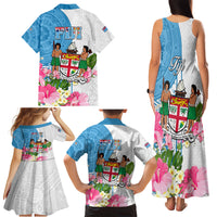 Fiji Day Family Matching Tank Maxi Dress and Hawaiian Shirt Tanoa Hibiscus Fijian Tapa Masi Pattern LT05 - Polynesian Pride