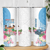 Fiji Day Skinny Tumbler Tanoa Hibiscus Fijian Tapa Masi Pattern