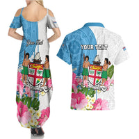 Personalized Fiji Day Couples Matching Summer Maxi Dress and Hawaiian Shirt Tanoa Hibiscus Fijian Tapa Masi Pattern LT05 - Polynesian Pride