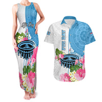 Personalized Fiji Day Couples Matching Tank Maxi Dress and Hawaiian Shirt Tanoa Hibiscus Fijian Tapa Masi Pattern LT05 White - Polynesian Pride