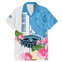 Personalized Fiji Day Family Matching Mermaid Dress and Hawaiian Shirt Tanoa Hibiscus Fijian Tapa Masi Pattern LT05 Dad's Shirt - Short Sleeve White - Polynesian Pride