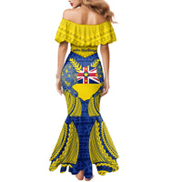Niue Constitution Day Family Matching Mermaid Dress and Hawaiian Shirt Coat Of Arms Niuean Hiapo Pattern LT05 - Polynesian Pride