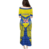 Niue Constitution Day Puletasi Coat Of Arms Niuean Hiapo Pattern LT05 - Polynesian Pride