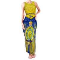 Personalized Niue Constitution Day Family Matching Tank Maxi Dress and Hawaiian Shirt Coat Of Arms Niuean Hiapo Pattern LT05 Mom's Dress Yellow - Polynesian Pride