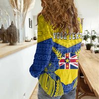 personalized-niue-constitution-day-women-casual-shirt-coat-of-arms-niuean-hiapo-pattern