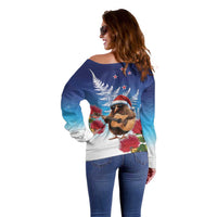 New Zealand Kiwi Christmas Off Shoulder Sweater Xmas Vibe LT05 - Polynesian Pride