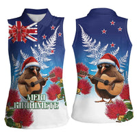 New Zealand Kiwi Christmas Women Sleeveless Polo Shirt Xmas Vibe LT05 - Polynesian Pride
