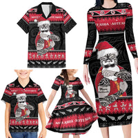 New Zealand Santa Tiki Christmas Family Matching Long Sleeve Bodycon Dress and Hawaiian Shirt Meri Kirihimete LT05 - Polynesian Pride