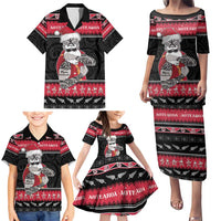 New Zealand Santa Tiki Christmas Family Matching Puletasi and Hawaiian Shirt Meri Kirihimete LT05 - Polynesian Pride