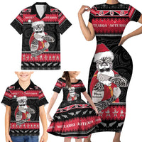 New Zealand Santa Tiki Christmas Family Matching Short Sleeve Bodycon Dress and Hawaiian Shirt Meri Kirihimete LT05 - Polynesian Pride