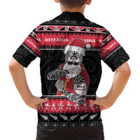 New Zealand Santa Tiki Christmas Family Matching Tank Maxi Dress and Hawaiian Shirt Meri Kirihimete LT05 - Polynesian Pride