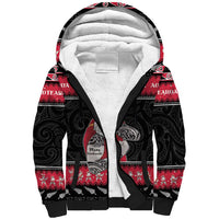 New Zealand Santa Tiki Christmas Sherpa Hoodie Meri Kirihimete LT05 Unisex Black - Polynesian Pride