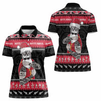 New Zealand Santa Tiki Christmas Women Polo Shirt Meri Kirihimete LT05 - Polynesian Pride