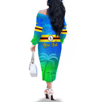 Personalised Solomon Islands Choiseul Province Day Family Matching Off Shoulder Long Sleeve Dress and Hawaiian Shirt Sea Turtle Tribal Pattern LT05 - Polynesian Pride