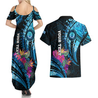 Personalised FSM Culture Day Couples Matching Summer Maxi Dress and Hawaiian Shirt Tropical Flowers Tribal Pattern LT05 - Polynesian Pride