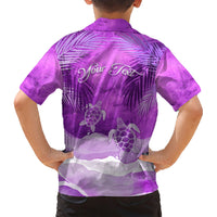 Personalised Pasifika Festival Family Matching Short Sleeve Bodycon Dress and Hawaiian Shirt Violet Tropical Turtle LT05 - Polynesian Pride