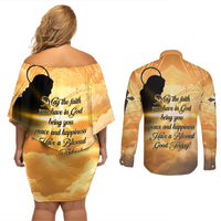 Happy Good Friday Couples Matching Off Shoulder Short Dress and Long Sleeve Button Shirt God Will Bless You LT05 - Polynesian Pride