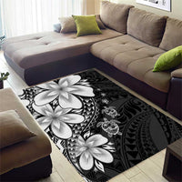 Polynesia Romantic Valentine Area Rug Sea Turtle Couple With Black Plumeria
