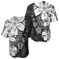 Polynesia Romantic Valentine Baseball Jersey Sea Turtle Couple With Black Plumeria