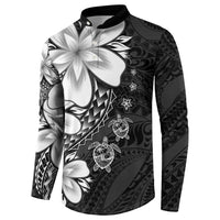 Polynesia Romantic Valentine Button Sweatshirt Sea Turtle Couple With Black Plumeria