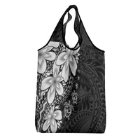 Polynesia Romantic Valentine Grocery Bag Sea Turtle Couple With Black Plumeria