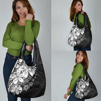 Polynesia Romantic Valentine Grocery Bag Sea Turtle Couple With Black Plumeria