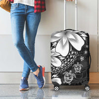 Polynesia Romantic Valentine Luggage Cover Sea Turtle Couple With Black Plumeria