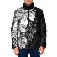 Polynesia Romantic Valentine Padded Jacket Sea Turtle Couple With Black Plumeria