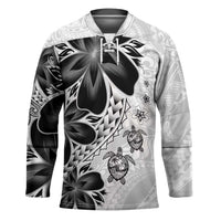 Polynesia Romantic Valentine Hockey Jersey Sea Turtle Couple With White Plumeria