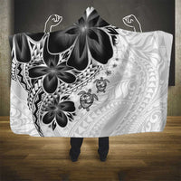Polynesia Romantic Valentine Hooded Blanket Sea Turtle Couple With White Plumeria