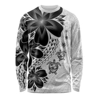 Polynesia Romantic Valentine Long Sleeve Shirt Sea Turtle Couple With White Plumeria