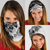 Polynesia Romantic Valentine Neck Gaiter Sea Turtle Couple With White Plumeria